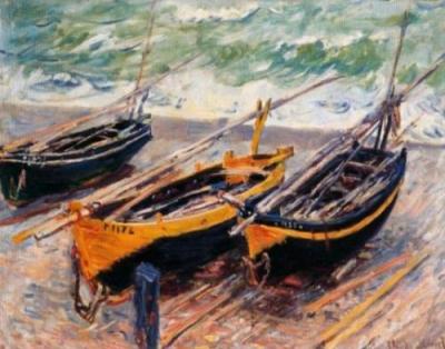 Tre barche de pesca, 1885 art print by Claude Monet