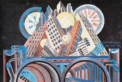 Grattacielie Tunnel, 1930 art print by Depero