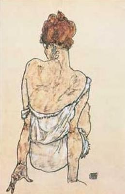 Donna seduta di schiena, 1917 art print by Egon Schiele