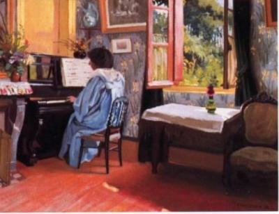 Signora al pianoforte art print by Felix Edouard Vallotton