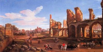 Colosseo e Foro Romano art print by Gaspar Van Wittel