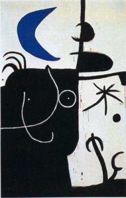 Dona davant la lluna II, 1974 art print by Joan Miro
