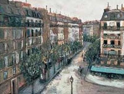 Rue custine a art print by Maurice Utrillo