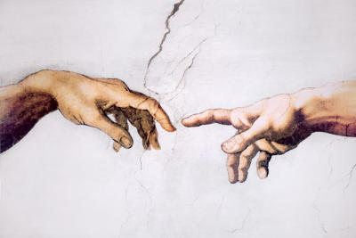 Creation of Adam (Hands) art print by Michelangelo