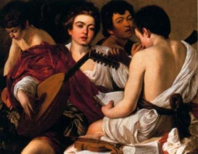 I musici art print by Michelangelo Merisi Caravaggio