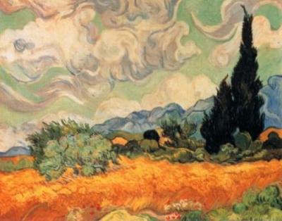 Campo di grano con cipresso, 1889 art print by Vincent Van Gogh
