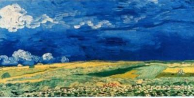 Campo di grano sotto un cielo nuvoloso, 1890 art print by Vincent Van Gogh
