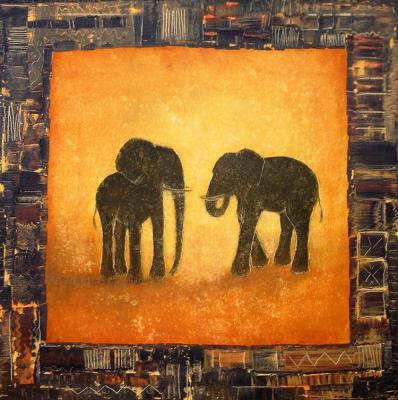 Les Deux �l�phants art print by Valerie Delmas