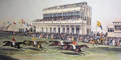 Ascot Grandstand (small) (Restrike Etching) art print by Anonymous