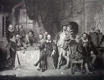 Shakespeare & His Contempories (Restrike Etching) art print by Anonymous