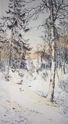 Forest Snow (Restrike Etching) art print by Edward Slocombe