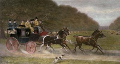 Coaching in Bushey Park (Restrike Etching) art print by Harrington Bird