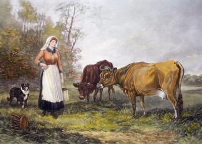 Milking Time (Restrike Etching) art print by Heywood Hardy