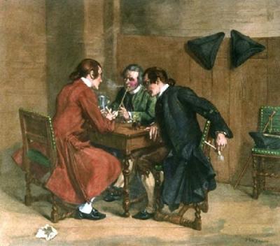 Three Smokers (Restrike Etching) art print by Messonier
