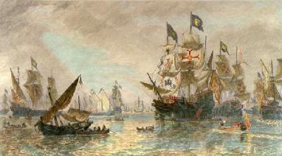 Armada Leaving Ferroll (Restrike Etching) art print by Oswald W. Brierley