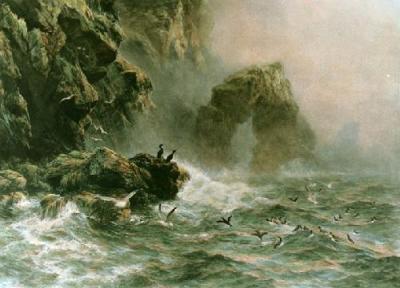 Lashing Waves & Sea Birds Cry (Restrike Etching) art print by Peter Graham