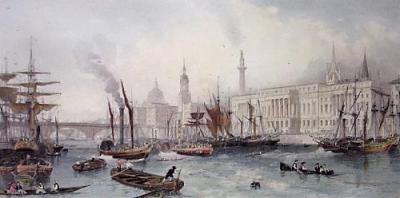 Port of London in 1839 (Restrike Etching) art print by Thomas Allom