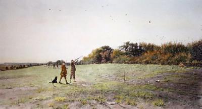 Partridge Driving (Restrike Etching) art print by A. Stuart Wortley