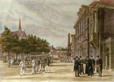 Marlborough College, The Court (Restrike Etching) art print by Anonymous