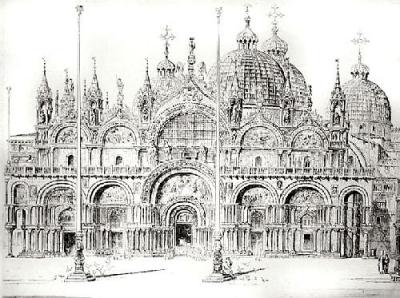 St Marks Cathedral (Front) (Restrike Etching) art print by Anonymous
