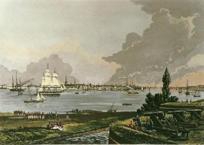 New York 1846 from Govenors Island (Restrike Etching) art print by Augier