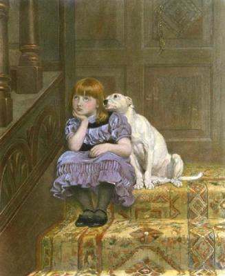 Sympathy (girl and dog) (Restrike Etching) art print by Briton Riviere