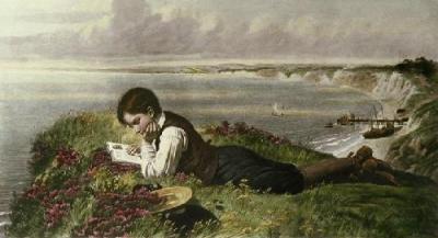 Absorbed in Robinson Crusoe (Restrike Etching) art print by Collinson