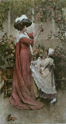 Helping Mother (Restrike Etching) art print by Davidson Knowles