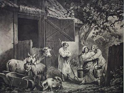 The Barn Door (Restrike Etching) art print by George Morland