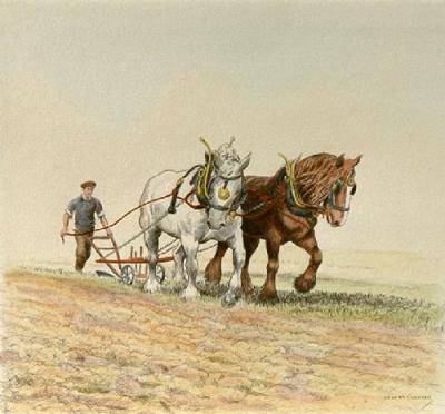 Ploughing - Plate 1 (Restrike Etching) art print by Graham Clilverd