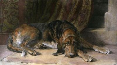 Sentinel (Bloodhound) (Restrike Etching) art print by Herbert Thomas Dicksee