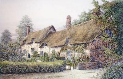 Ann Hathaway's Cottage (Large) (Restrike Etching) art print by Hutchinson