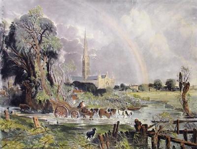 Salisbury Cathedral (Rainbow) (Restrike Etching) art print by John Constable