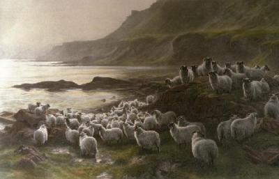 Down to the Ferry (Sheep) (Restrike Etching) art print by Joseph Farquharson