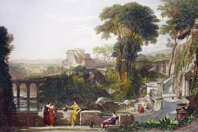 Villa Fountain (Restrike Etching) art print by Leitch