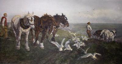 Ploughing on the South Coast (Restrike Etching) art print by Lucy Kemp-Welch