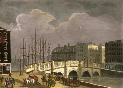 Dublin Views - (Bridge & Masts (Restrike Etching) art print by Malton