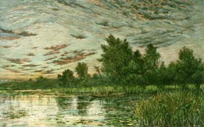 Fishing in a Punt (Restrike Etching) art print by T.C. Farrer