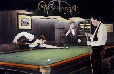 The Billiards Room (Restrike Etching) art print by Terence Gilbert