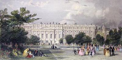 Hampton Court Palace (Restrike Etching) art print by Thomas Allom