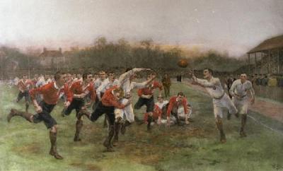 Rugby Match (& Key Plate) (Restrike Etching) art print by William Barnes Wollen