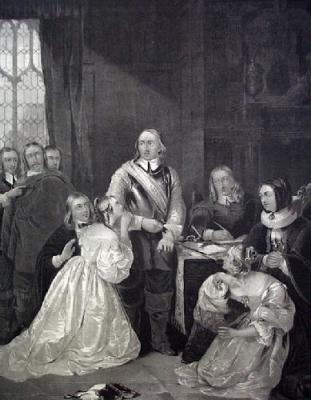 Cromwells family interceding (Restrike Etching) art print by William Fisk