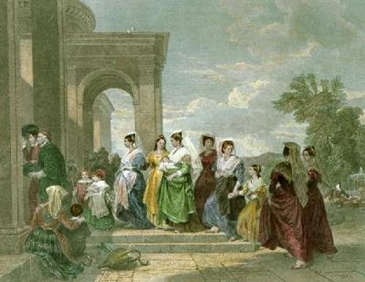 Procession To The Christening (Restrike Etching) art print by Williams