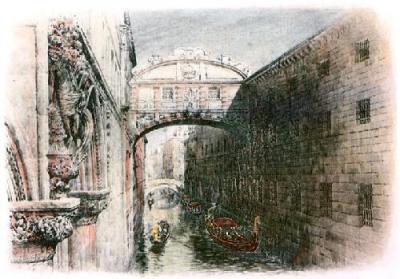 Bridge of Sighs Venice (Restrike Etching) art print by A.C. Fare