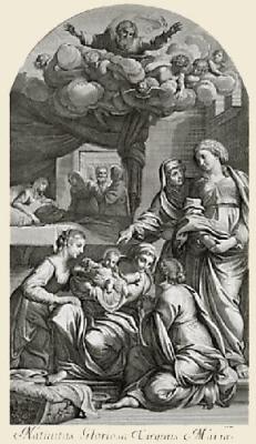 Natiuitas Gloriosa Virgins (Restrike Etching) art print by Anibal Caracci Inuen