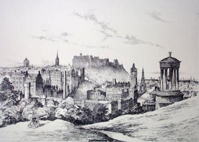 Edinburgh Castle (Restrike Etching) art print by Anonymous