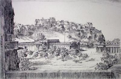 Edinburgh Castle (Restrike Etching) art print by Anonymous