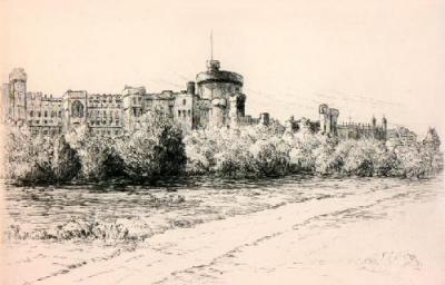 Windsor from the Fields (Restrike Etching) art print by Anonymous