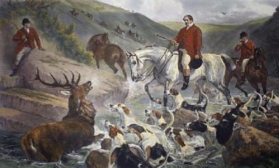 Devon & Somerset Staghounds (Restrike Etching) art print by Carter