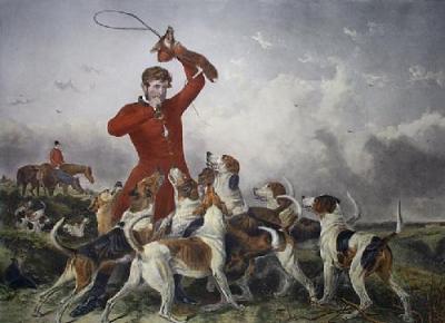 Huntsman & Hounds (Restrike Etching) art print by Richard Ansdell